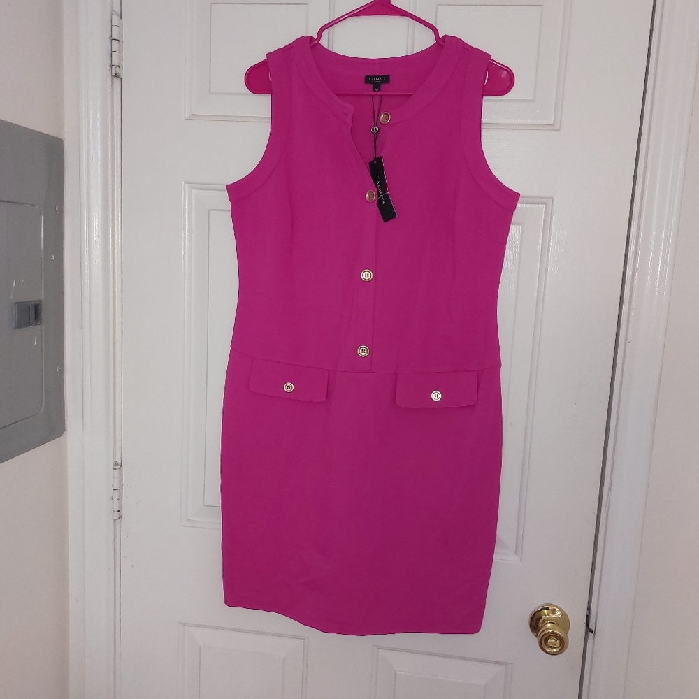 Talbots Fuchsia Sleeveless Midi Sheath Dress 12P